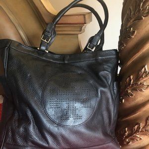 Tory Burch Leather Perforated Logo Tote